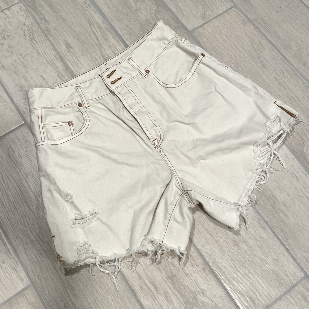 Free People CRVY breaker high rise shorts white